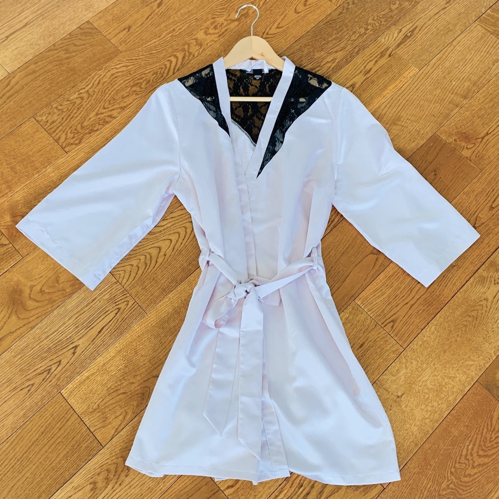 Victoria’s Secret Light Pink Robe with Black Lace